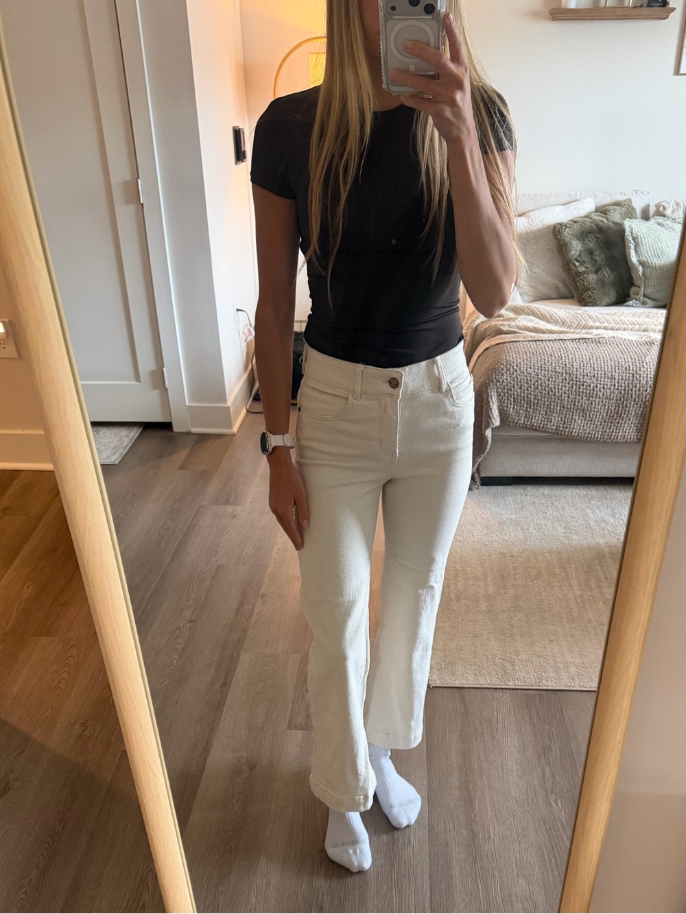 Draper James Straight-Leg White Jeans